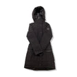 Svart dunjacka Canada Goose Black Label för dam med huva, fotograferad framifrån mot vit bakgrund.