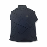Blå underställströja från Helly Hansen för herr med hög krage, fotograferad framifrån mot en vit bakgrund.